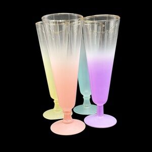 Blendo Pilsner Drinking Glasses Colorful Frosted Vintage Mid-Century Modern MCM